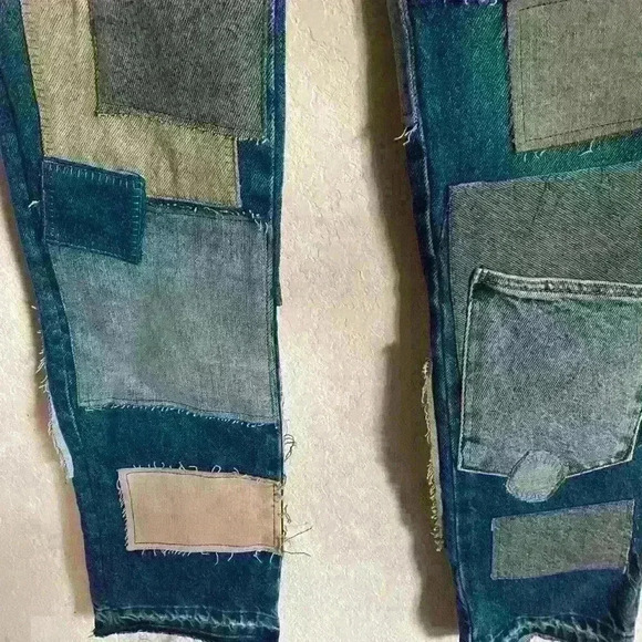 Free People We The Free Bare With Me Patchwork Boho Hippie Novelty Jeans 24 - Picture 15 of 15